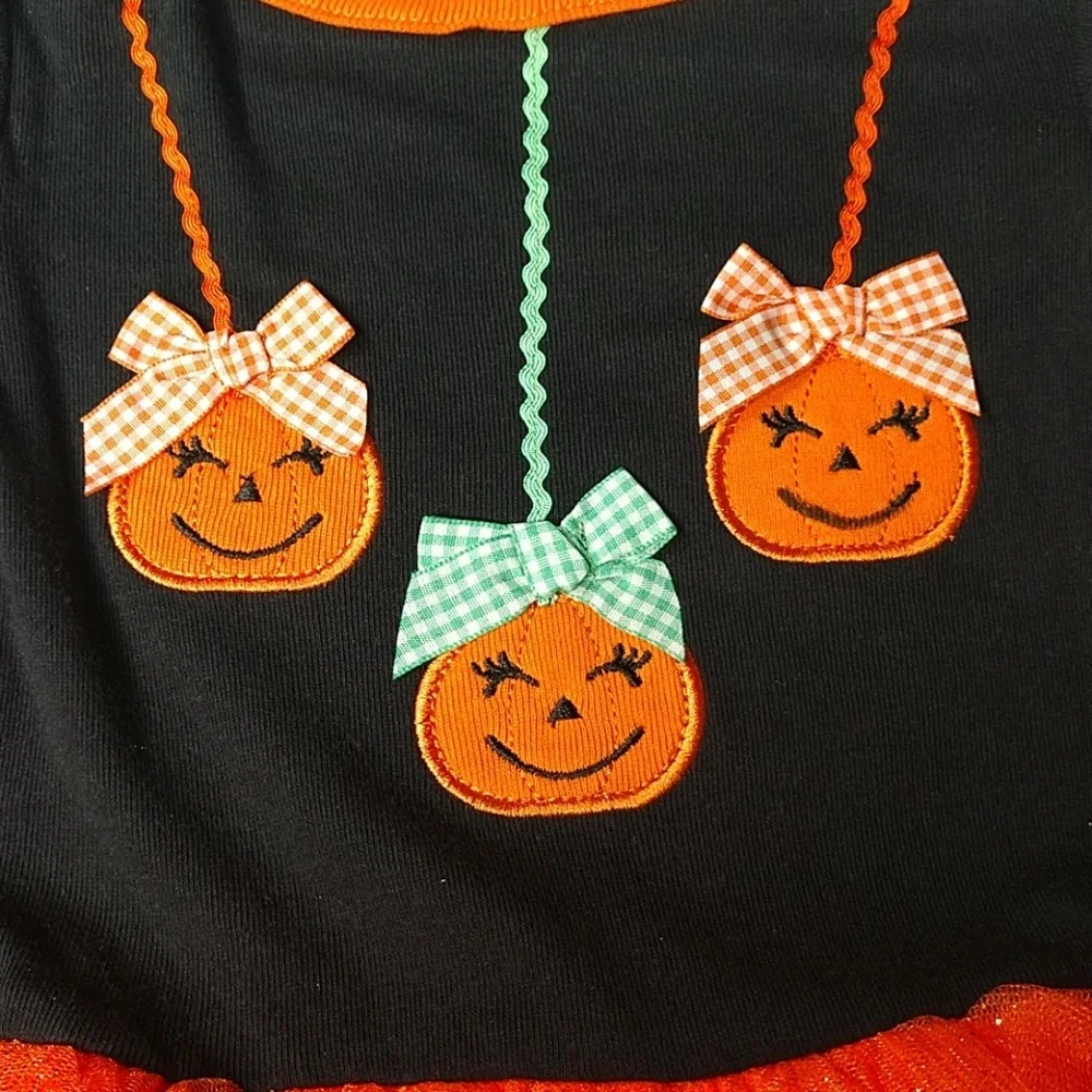 BlueBeri Boulevard 24M Tutu 2pc Happy Pumpkin Halloween Outfit